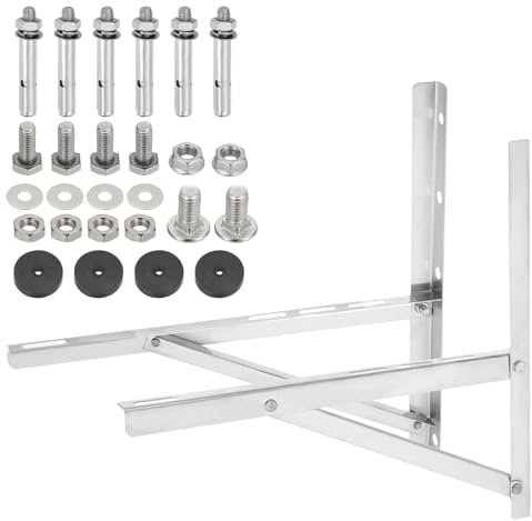 PATIKIL 7000-18000BTU Wall Mounting Bracket for Mini Split Air Conditioner, 1Set Foldable Stainless Steel Stand Support Condenser Up to 550lbs for Hanging