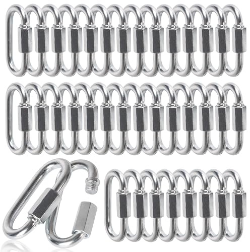 100 pcs Chain Link,1/4 Inch Link Chains,Heavy Duty Chain Quick Link 660lbs Capacity,Quick Link Chain Connector,Safety Chain Connector Link,Galvanized D Shape Repair Chain Link