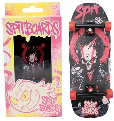 SPITBOARDS Oldschool Cruiser Pro tastiera da 34 mm, configurazione completa, legno a 5 strati preassemblato, camion professionali, ruote con cuscinetti in uretano morbido 60D, grafica di uso reale,