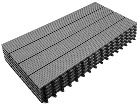 IDMarket - Lot de 5 Dalles de terrasse rectangulaire WODHY clipsables Bois Composite Gris 60 x 30 cm