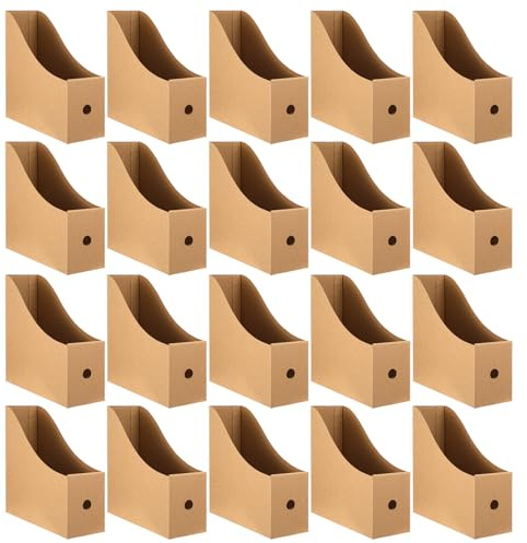 wutfuooo 20 Pack Cardboard Magazine File Holders, Sturdy Book Bins for Classroom Library, 10.6'' ×10.2'' ×3.5'' Inch Vertical File Folder Box