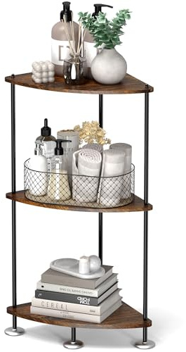 Alyoen 3-Tier Corner Shelf Stand, 28.7 Small Corner Shelf, Vintage Storage Standing Shelf, Plant Stand, Short Corner Tables for Small Spaces in Living Room, Bedroom, Home Office
