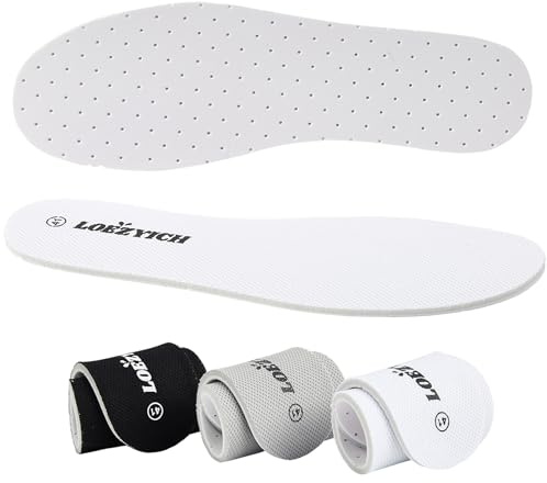 LOEZYICH Breathable Memory Foam Insoles for Men Women Childen, Thin Cushioned Inner Soles, Soft and Lightweight Replacement Shoe Inserts for Sports, Walking Shoes, Trainers, Boots, White, UK 4