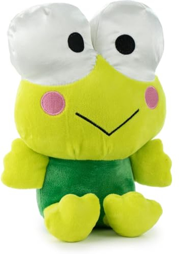 Peluche Sanrio 25cm Kuromi My Melody e Keroppi Pupazzi Soffici Hello Kitty & Friends in Poliestere Riciclato Dettagli Ricamati Kawaii Regalo per Bambini e Collezionisti Lavabili a Mano (Keroppi)