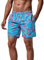 MaaMgic Herren Badeshorts SCHNELLTROCKNEND Boardshorts Trainingshose mit Mesh-Futter und Verstellbarem Tunnelzug MEHRWEG Blau Pink Flamingo M