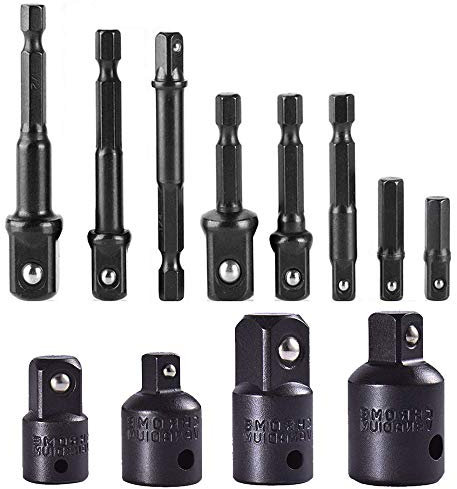 Gasea 8pcs 1/4, 3/8,1/2 Extension Socket Adapter Set and 4pcs Impact Socket Adapter and Reducer Set for Impact Driver Ratchet Docket Extentsion Conversion Tool