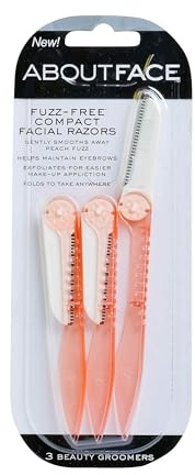 About Beauty Fuzz-Free Fold-n-Go Groomers - 3 Folding Beauty Groomers for Hair Removal, Ideal for Shaving, Exfoliating, and Brow Shaping, Japanese Steel Gently Removes Facial Hair