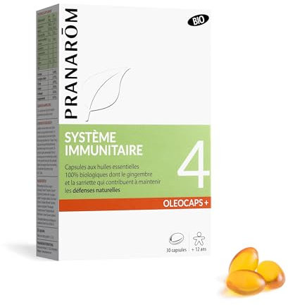 PRANARÔM - Oleocaps 4 - Sistema Immunitario - Con Oli Essenziali Mirati - Eucalipto Radiato, Limone, Zenzero, Arrocchetto & Sarrietta - 100% Naturale E Bio - HECT - 30 Capsule Predosate