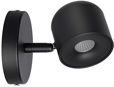 Aisilan Black 7W Dimmable Modern Wall Sconce Fixture LED Adjustable Wall Spotlight Aluminum Bedside Reading Lighting Warm White 3000K
