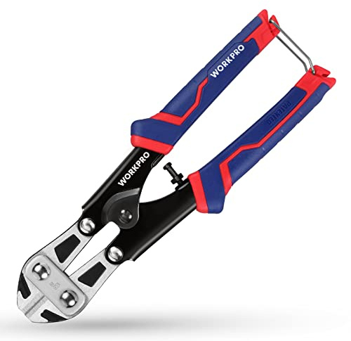 WORKPRO Mini Bolt Cutter 8-inch, Spring Loaded Wire Cutters Heavy Duty with Soft Anti-slip Handle, Small Bolt Cutter, Wire Cable Cutter, Spring Snips Clippers (Upgrade Grip)