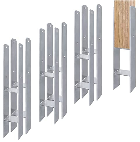 Aufun Base Post Vite per Base Palo Ancoraggio H Staffa, Manica di Supporto, zincati a caldo, lunghezza 600 mm, spessore materiale 5 mm (6 pezzi da 81 mm)