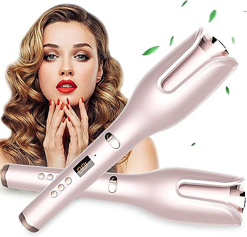 Layhou Auto Hair Curler, Mothers Day Gift, Automatic Curling Iron Negtive ion Hair Care with Rotate Left and Right Portable Hair Curling Wand for Hair Styling 17 Gears Temperature Adjustment, Pink
