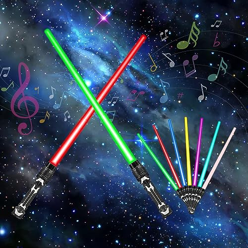 Zehan Zitong 2 Stück Lichtschwer Spielzeug, Star Wars Lichtschwert,7 Farben Lichtschwert und Soundeffekten，,Doppelklingen Laserschwert,Cosplay Spielzeug für Kinder