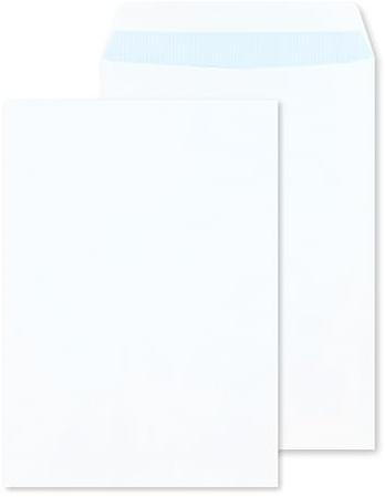 RAYLU PAPER - Confezione di buste bianche di carta di grandi dimensioni con chiusura autoadesiva per l'invio di documenti, sigillatura facile e veloce, spessore 100 g/m² (4° prolungato, 10 unità)