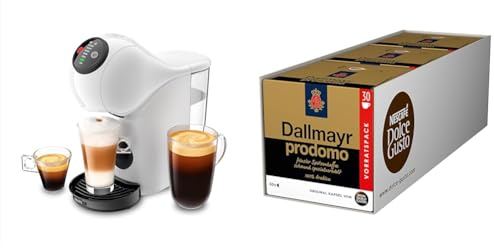 NESCAFÉ DOLCE GUSTO Krups KP2431 Genio S Coffee Capsule Machine, 15 Bar, Ultra Compact, High Pressure, Over 30 Coffee Creations, Selectable Drink Size, Auto Shut-Off, White mit Dallmayr Prodomo