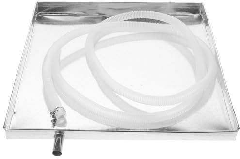 Gadpiparty Ac External Unit Drip Tray with Drain Hose, Stainless Steel Air Conditioner Drip Pan, Leak-Proof Water Collection Tray with 2M Pipe and Clamp for Home Use