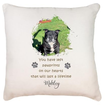 ukgiftstoreonline Custom Photo Memorial Pillow Cover, Pet Sympathy Gift, Personalised Condolence Cushion