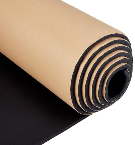 OLYCRAFT - Alfombra aislante acústica, goma de espuma, esponja de neopreno, autoadhesiva, 2 m (L)×31 cm (W)×6 mm(T), hojas de neopreno finas negras para la fabricación de proyectos de bricolaje