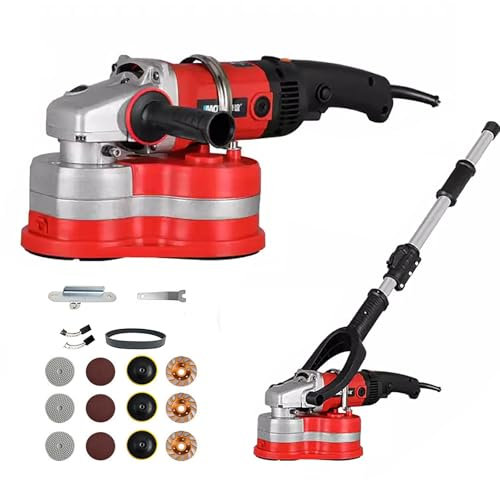 Set di lucidatrici elettriche diamantate, levigatrice per pavimenti e pareti con asta telescopica, regolazione a 6 livelli, levigatrice per cemento per lucidare superfici in pietra, cemento e rimozi