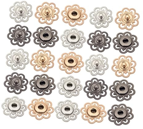 Housoutil 30 Botones Metálicos de Flor Hueca de 21mm para Coser, Cierre Simple y Duradero, Ideales para Vestidos y Proyectos de Costura Creativos