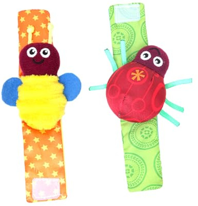 LALADEFIEE Dragonnes à Hochets pour Bébés en Textile Léger, 2 Pièces, Forme Amusante, Développement Sensoriel Communication Parent-garçon et Filles