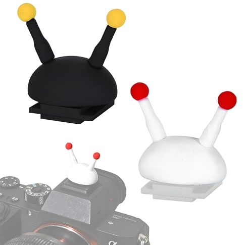 LIANCHEN 2 piezas Protector para Zapata Caliente para Camaras Cubierta de caliente para cámara Tapa para zapata de flash con dibujos animados Para Fujifilm, Nikon, Sony, Canon, etc. (Negro + Blanco)