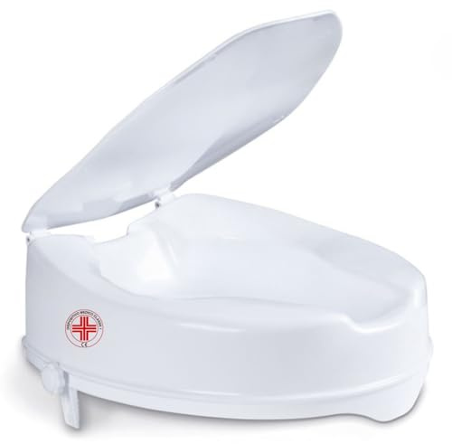 REMEDIA ONE - Rialzo WC per Anziani con Coperchio, Alzata per Wc Regolabile, Alzawater per Protesi Anca, Seduta Ergonomica – Bianco, 10 cm