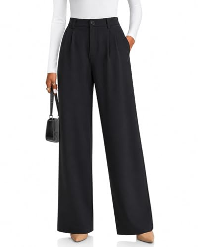 Zylioo Wide Leg Trousers for Women UK Tall Extra Long Ladies Dress Pants | Wide leg trousers for women UK tall with high waist, side pockets and extra long length for work and everyday wear