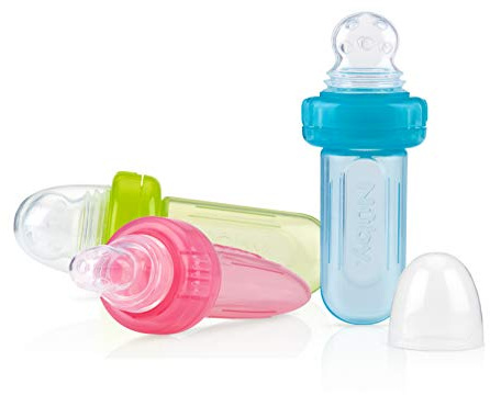 Nuby EZ Squee-Z Silicone Self Feeding Baby Food Dispenser (Varied, 2 Count (Pack of 1))