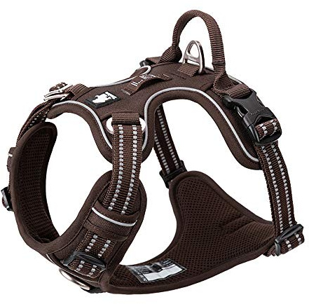 True Love Hundegeschirr, kein Ziehen, verstellbar, reflektierend, weiches Nylon, für kleine und große Haustiere, TLH56512 (M, Braun)