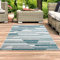 Outdoor Teppich Blau Grau Meliert 80x150 cm - Aussenbereich Garten Balkon Wasserfest - Modernes Geo-Muster - Wetterfeste Balkonteppiche - Indoor Wohnzimmerteppich Küchenläufer Badteppich