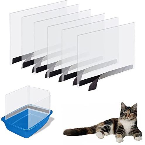6PCS Katzentoiletten-Schild, hohe Seite, Oben offen, Katzentoilette, hält Streu in der Pfanne (Katzentoilette Nicht im Lieferumfang enthalten)