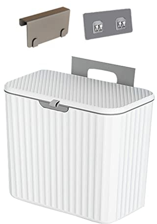 Fonowx Pattumiera sotto Il lavandino Contenitore Compatto per immondizia Riciclaggio Bidone della Spazzatura con Gancio Secchio per Compost da Interno, Bianco 7L