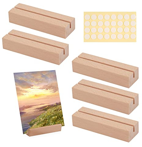 Ailvor Kartenhalter Holz, 5 Stück Tischkartenhalter mit Doppelseitigen Klebstoff, Kartenständer Postkartenhalter Fotohalter für Hochzeiten, Restaurants, Bankette und Partys Menükartenhalter