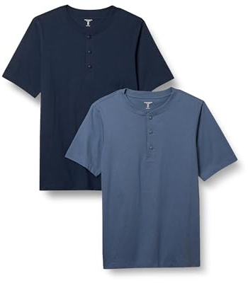 Amazon Essentials Men's Short-Sleeve 100% Cotton T-Shirt, Pack of 2, Navy/Blue, XXL