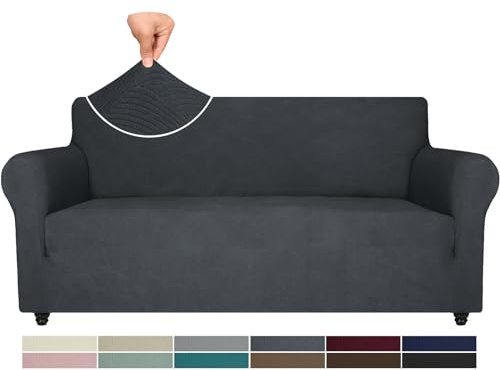 Ystyle Weicher Elastisch Sofabezug 3 Sitzer, Dunkelgrau