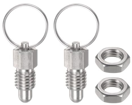 QUARKZMAN 2 Piezas Pasador de Resorte con Anillo de Extracción 7/16˝-14 Rosca Longitud 0.51 Cabeza Redonda Acero Inoxidable Pasador Índice Retráctil No Bloqueable Posicionamiento