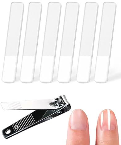 IPNSDON Confezione da 6 lime per unghie in vetro, lucidatore per smalto in vetro nano, cappucci per unghie naturali, lucidatore per smalto in vetro e tagliaunghie piatti