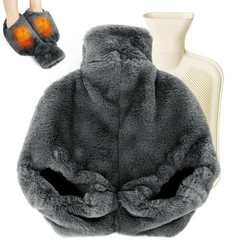 Foot Warmer,2L Heated Feet Warmer with Removeable & Washable Plush Cover Warm in Winter for Feet Pain Relief,Women and Men,Non Electric Heated Foot Warmers for Home,Office,Size 35 to 45 (with Heel)