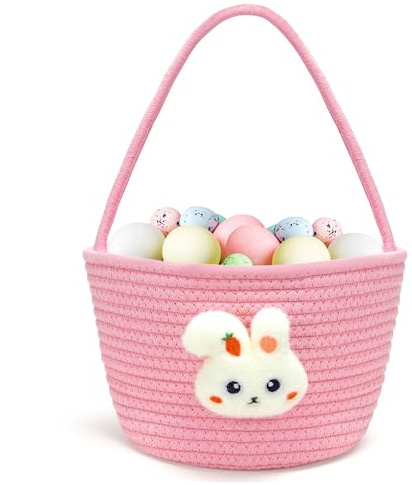 Goodheim Cestino di Pasqua per Bambini – Piccolo Cestino con Coniglietto di Pasqua con Manico, Regalo Personalizzato di Pasqua per Ragazzi e Ragazze, Perfetto per Caccia alle Uova di Pasqua o Dolcetti