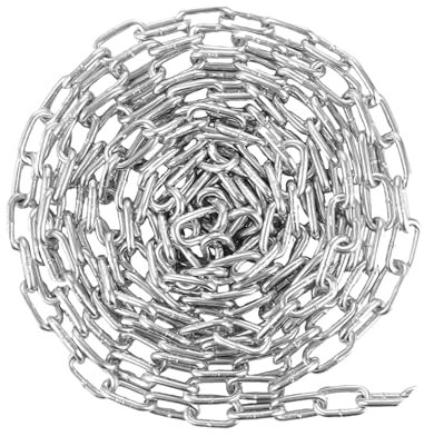 Marwotec 30 Meter Stahlkette Rundstahlkette Kette verzinkt DIN763 Gliederkette Eisenkette Schweißkette Stahl galvanisch verzinkt 4mm - 6mm wählbar (5mm)
