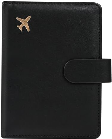 ILIYAH Pass Hülle Reisepass Etui Passport Cover Reisepasshülle Premium Leder Passhülle Reisepass RFID-Schutz Kartenfach Stiftehalter Magnetverschluss(Schwarz)