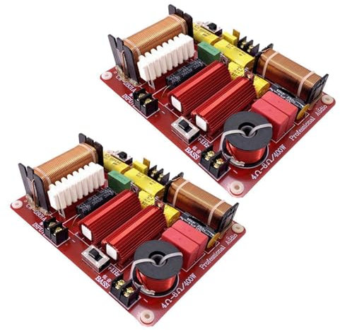 Kufughty 2X Divisore per Altoparlanti Audio A 2 Vie da 500 W 3200Hz Divisore Regolabile per Alta e Bassa Frequenza Filtro Crossover Hi-Fi Ad Alta fedeltà