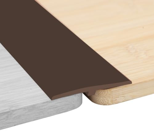 Perfil de Transición para Suelo - 5 cm x 3 m Perfil PVC Perfil Transición Suelo Desnivel Autoadhesivo, Perfil en T Listón de transición autoadhesivo, Listón Cubierta plana para juntas (Marrón)