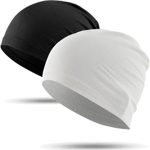 WTACTFUL 2pcs Cooling Skull Cap for Men Women Lightweight Breathable 3D Mesh Beanie Hat, Thin Quick Dry Running Cap for Cycling Motorcycle Helmet Hard Hat Liner Summer