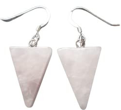Rose Quartz Earrings 925 Sterling Silver Love Heart Chakra Gemstone Crystal Gift