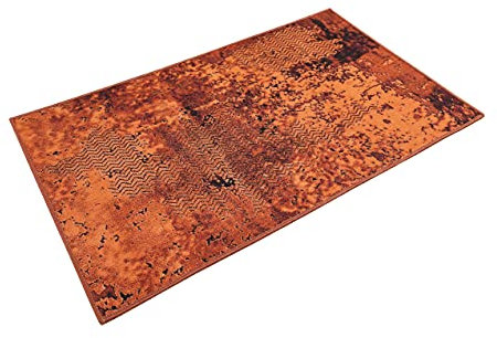 Wecon Home Badteppich, Badematte, rutschfest und Waschbar, Vintage, Room 9 (70 x 120 cm, rostrot)