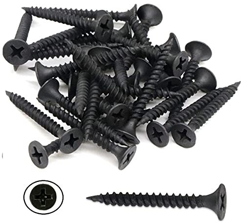 TERF® Drywall Fine Thread Sharp Point Screws 3.5 X 32mm Phillips Drive Flat Countersunk Black Screws For Drywall Plasterboard Wood and other similar types Screw Size 3.5 X 32mm - Pack of 100