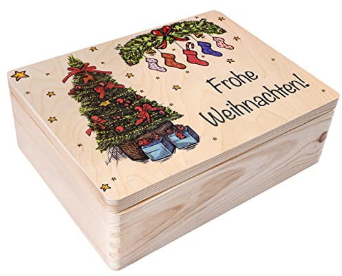 Creative Deco Weihnachtsgeschenke Personalisierte Holzkiste - Weihnachtsbaum | Wunschtext Weihnachten Geschenke | Dein Eigener Wünsche Text Individuelle Geschenk | Weihnachtsdeko | Für Frauen, Männer