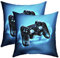 Homewish Gaming Kopfkissenbezüge 40x40 Set of 2, Spiel Kissenbezüge for Kinder Jungen Mädchen, Video Game Gamer,Teens Gamepad Dekorative Akzent-Kissenbezüge for Zuhause, Blau Schwarz